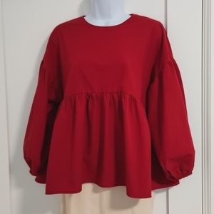 Zara Red Babydoll Top
